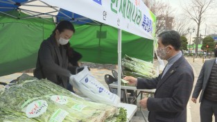 윤화섭 안산시장과 공직자, 청도군 농가 돕기 팔 걷고 나서…한재미나리 구매 특판행사 개최